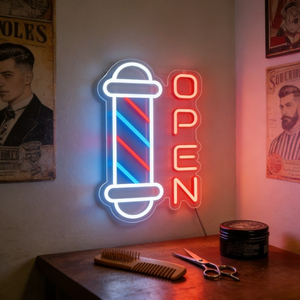 Вращающаяся неоновая вывеска для парикмахерской, акриловая лампа с USB-питанием и регулировкой яркости для ретро-декора салона - Product Image 4