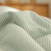 Parure de lit 4 pièces en coton lavé 200TC, style européen, rayures teintes en fil, bio et écologique, taille King, toutes saisons, OEM