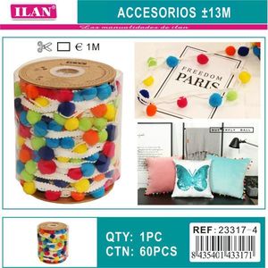 Nastro Ilan Pom Pom 5,5 m multicolore per decorazioni domestiche e artigianato - Product Image 2