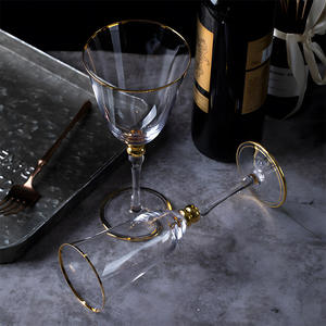 Ensemble de verres à vin en cristal à bord doré de luxe, flûte à champagne de mariage, gobelet à eau, pied en boule, vaisselle pour banquet, hôtel - Product Image 5