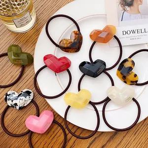 Dowell New Fashion Style High Elastic Colorful Acetate Heart Shape Hair Tie Hair Band