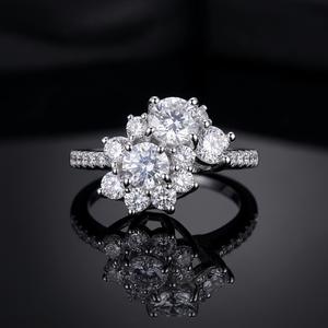Anillo de Lujo Toi Et Moi con Moissanita Brillante de Corte Esmerilado, Chapado en Plata de Ley 925, Engaste de Bisel de Alta Calidad, Certificado GRA - Product Image 2