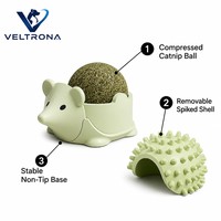 Jouet pour chat en forme d'ormeau à la menthe verte, base amovible, coque à picots, balle à lécher à la menthe compressée 50g