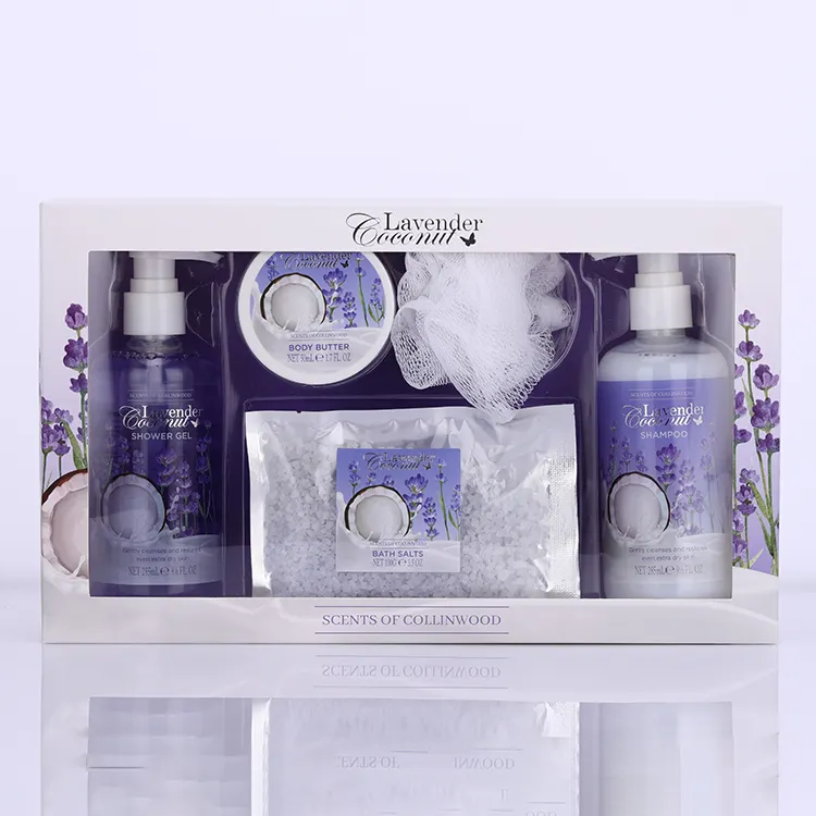 Wholesale 285ml shower gel shampoo lavender bath spa gift kit women bath and body care set