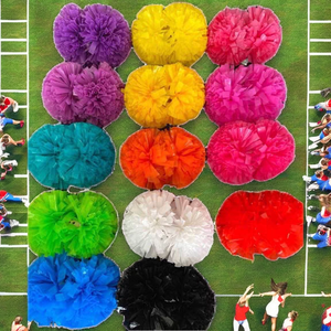 <span class=keywords><strong>Pon</strong></span> <span class=keywords><strong>Pon</strong></span> per Cheerleading Personalizzati OEM all'Ingrosso, Ecologici in Plastica Olografica con Nastri Misti Arancioni - Product Image 2