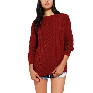 Pull-over d'hiver à col ras du cou à manches longues pour femmes, décontracté personnalisé, pull en tricot avec broderie sur le devant, doublure en coton de grande taille - Product Image 5