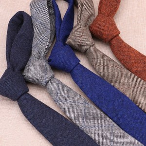 Garçons d'honneur cadeaux hommes affaires maigre <span class=keywords><strong>cravate</strong></span> marine Orange marron clair <span class=keywords><strong>Tweed</strong></span> laine <span class=keywords><strong>cravate</strong></span> pour mariage - Product Image 2