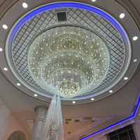 Lustre en cristal multicouche en forme de bol, grand luminaire suspendu personnalisé pour hall d'hôtel, salle de banquet, grande salle de bal