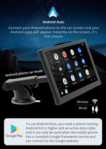 Pantalla de 9 "inalámbrica Carplay portátil 2 Soporte Monitor Radio Android Auto FM AM RDS pantalla HD coche estéreo película medios B5308 - Product Image 3