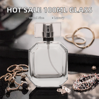 Offre Spéciale DONGFANG GLASS Flacon de Parfum en Verre de Luxe 100ml Forme Plate avec Pompe Pulvérisatrice Sérigraphiée et Diffuseur à Bâtonnets Inclus