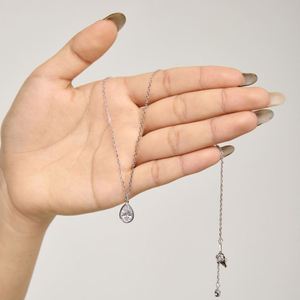 Collier pendentif Dylam, nouveau design simple, or fin 18 carats plaqué rhodium, argent 925, solitaire, forme goutte d'eau, zircone 5A, 2,5 carats - Product Image 3