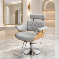 Fauteuil de Barbier en Gros avec Cadre en Bois, Pivotant, Moderne, Simple, Siège en Cuir Couleur Personnalisable pour Salon de Coiffure – Vente Directe