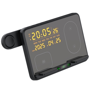 Productos de tendencia 2025 Nuevas llegadas 6 en 1 Inalámbrico 15W Carga rápida con luz nocturna Temperatura Humedad Reloj despertador Pantalla - Product Image 3