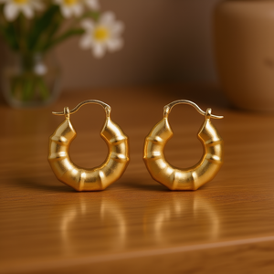 Orecchini a Cerchio Geometrici Placcati Oro per Donne, Gioielli alla Moda in Lega con Finitura in Oro 18K - Product Image 2