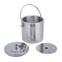 Seau à glace à vin en acier inoxydable isolé à double paroi 1,0L/1,4L/2L avec pinces pour fêtes et hôtels Matériau PC en métal
