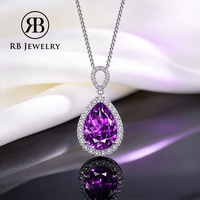 Collier Pendentif Goutte d'Eau en Améthyste Naturelle de Luxe 5 Carats, en Argent 925, Style Ins, pour Femme, Quotidien ou Banquet, avec Pierre Précieuse