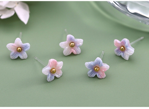 <span class=keywords><strong>Orecchini</strong></span> a clip con fiore di giglio in resina acrilica che cambiano colore reattivi ai raggi UV, si illuminano al buio, sfumatura rosa lavanda - Product Image 5