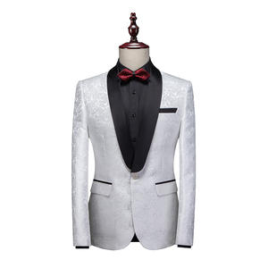 شعار مخصص قطعتين مكتب العريس الجاكار نسج زي سترة أوم مقاس كبير بدلات الزفاف للرجال - Product Image 2