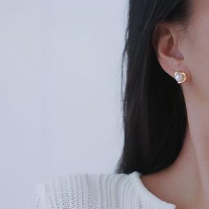 S925 <b>Silver</b> DIY Pearl Accessories 6-8mm Round Beads Love <b>Stud</b> Earrings with Hollow Support 22313 - Product Image 4