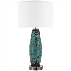 Lampe de table en céramique verte avec prise électrique pour la décoration de la maison, chambre à coucher, hall d'hôtel, chambre d'hôtel - Product Image 1