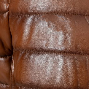 Chaqueta de Plumón con Burbujas de Piel de Oveja Nappa Genuina M0VA TEXTILES para Hombre, Color Coñac, Diseño Personalizado para la Temporada de Invierno - Product Image 1