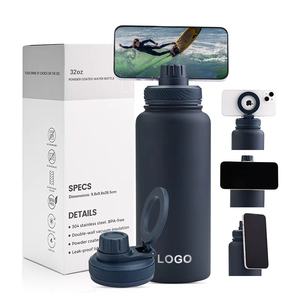 Bouteille d'eau personnalisée 1000ml 32oz isolée sport en acier inoxydable à double paroi magnétique MagSafe avec support pour téléphone - Product Image 1