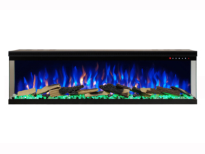 Chimenea Eléctrica de Vidrio de 3 Lados con Efecto de Llama Realista, Termostato con Control Remoto de 60 Pulgadas, Color Negro - Product Image 4