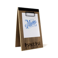 Tente de table en bois à cadre A personnalisée presse-papiers présentateur de chèques de restaurant avec logo de marque personnalisé