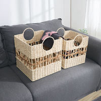 Cesta de Almacenamiento Tejida con Cuerda de Papel Ecológica Personalizable, Diseño Moderno y Minimalista para Sala de Estar, Dormitorio, Lavandería
