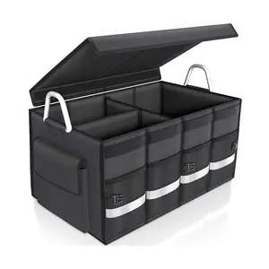 防水可折叠耐用多隔间行李箱收纳器，带可折叠盖铝合金手柄反光条
