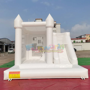 Castillo inflable blanco de doble carril con tobogán, combo de casa de brinco gigante, castillo hinchable - Product Image 6
