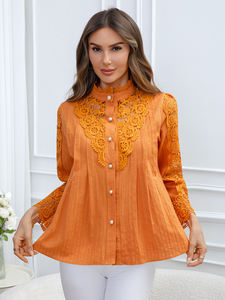 Blusa Casual de Encaje para Mujer, Primavera/Verano 2026, Cuello Redondo, Manga Larga, Tejida y Bordada, Stock Georgia - Product Image 6