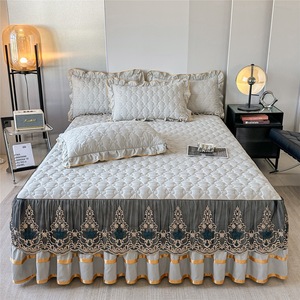 ODM/OEM Luxury Modern 3-Piece Bedskirt <strong>Set</strong> ODM/OEM Matching Curtains King Size Lace <strong>Ruffle</strong> Polyester Bedding <strong>Set</strong> - Product Image 6