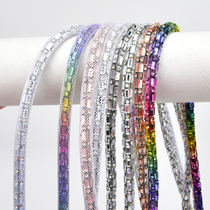Cuerda de tubo suave de diamantes de imitación para zapatos, cuerda de 6Mm con purpurina, rectangular, denso, redondo, de cristal, superventas - Product Image 1