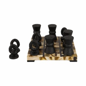 Gioco da tavolo Tic Tac Toe con tabellone in legno dal design unico con X e O, decorazione classica per tavolino da caffè - Product Image 1