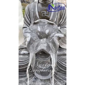 कस्टम हाथ से नक्काशीदार जीवन आकार का ज़ेन उद्यान पत्थर संगमरमर की मूर्ति मूर्तिकला, वाटरफॉल फव्वारे के साथ - Product Image 4