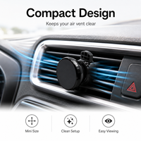 Support de téléphone pour grille d'aération de voiture en alliage d'aluminium avec ventouse, rotatif à 360°, articulation à rotule, ABS durable, aimant puissant en aluminium