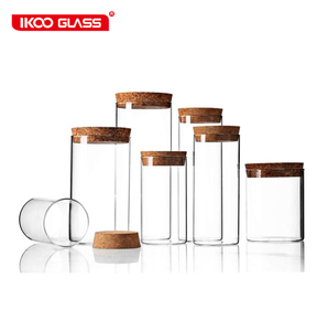 Glass Jar With Wood Lid High Borosilicate Glass Mini Spice Jars With Wood Cork Lids Clear Glass Food Storage Canister For Serving Tea Coffee Spice