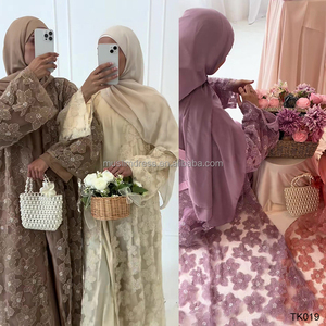 Nouvel Ensemble Abaya Dubaï 3 Pièces de Luxe en Dentelle Brodé de Perles, Design 2026 – Vente en Gros, Abaya Ouverte Modeste de Haute Qualité en Dentelle - Product Image 2