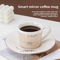 Tasse à café artisanale haut de gamme exquise, modèle de designer, tasse miroir artistique à projection dynamique, motif cheval au galop, tasse nordique luxueuse
