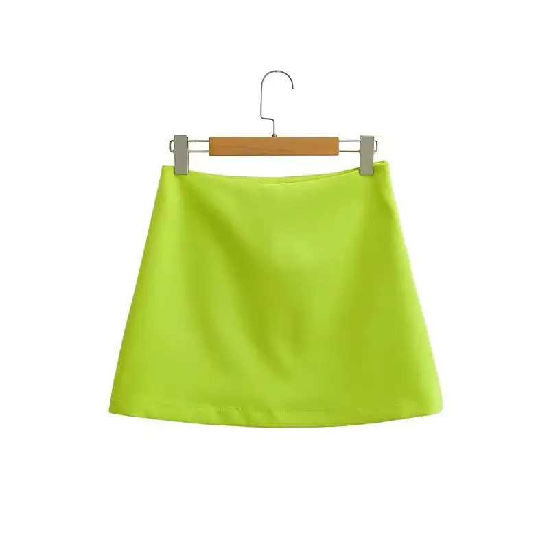 Basic Style Grüne Farbe Seiten reiß verschluss Casual Fashion Miniröcke für Frauen