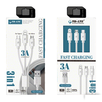 Kabel Data USB Mini Portabel 3-in-1 Pengisi Daya Multi Ponsel 3 in 1 Kabel Pengisian Daya Super Cepat