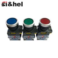 Pulsante a Pressione Momentaneo Rosso Si&hel 22mm, 1NO1NC, IP41, per Controllo Elettrodomestici, Corrente Massima 10A, 220V, LED Illuminato, in Plastica