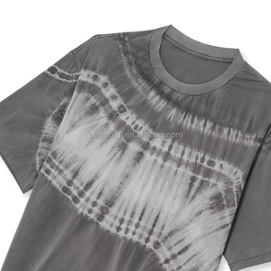 T-shirt Oversize da Uomo Tie-Dye Shibori a Righe Orizzontali, Lavaggio Vintage, Streetwear, Manica Corta, OEM - Product Image 4