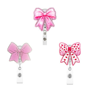 Wholesale cross-border hot-selling glitter <b>bow</b> strap with retractable name tag buckle, document <b>holder</b>, easy-open buckle, in - Product Image 1