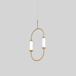 Guzhen OGS al por mayor moderno bronce cepillado de vidrio esmerilado tubo colgante lámpara de luz de la lámpara para la sala - Product Image 2