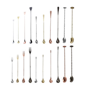 Cucchiaio da <span class=keywords><strong>Bar</strong></span> in acciaio inossidabile di vendita caldo cucchiaio da Cocktail per mescolare cucchiaio con manico lungo con manico attorcigliato - Product Image 1