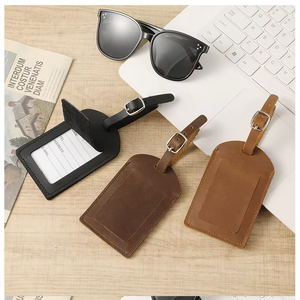 Etiqueta de Equipaje de Cuero Genuino Vintage de Alta Calidad con Logotipo Personalizado, Etiquetas <span class=keywords><strong>Premium</strong></span> para su Maleta y Etiqueta de Viaje - Product Image 3