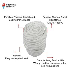 Hoogtemperatuur gevlochten isolatie afdichtingsring keramische vezelkoord voor pijp- of ronde buisisolatie - Product Image 2