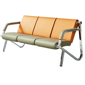 Muebles para Sala de Espera de Salón de Belleza y Barbería, Sofá Doble con Estructura de Metal Dorado y Tapicería de Cuero - Product Image 4